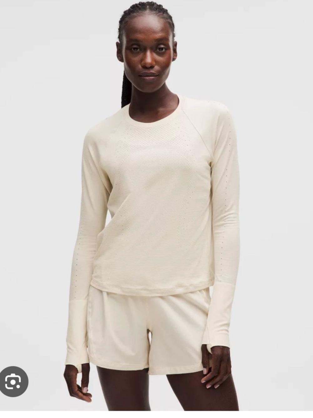 Swiftly mesh-back long-sleeve shirt in light ivory - Women's Size 6